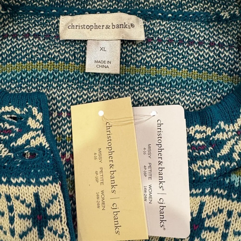 Christopher & Banks Fair Isle Cardigan Sweater – Size Large (NWT) - Picture 6 of 6
